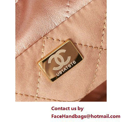 Chanel Shiny Calfskin  &  Gold-Tone Metal CHANEL 22 Mini Handbag AS3980 Metallic Nude Pink